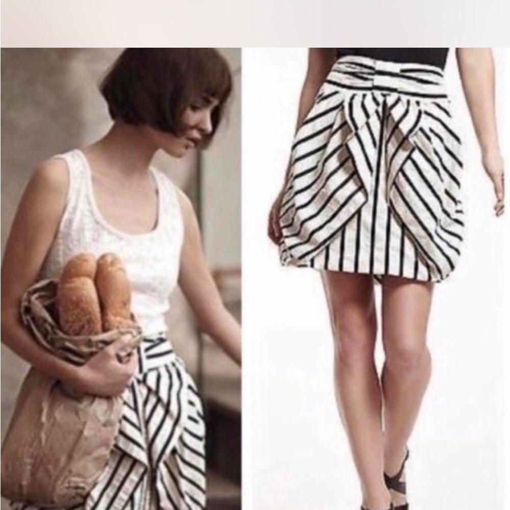 Anthropologie Eva Franco Black and White Striped Mini Skirt